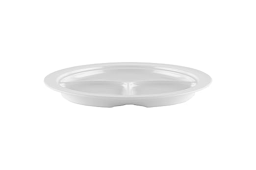 G.E.T. CP-531-W-EC Heavy-Duty 3 Compartment Plastic Divided Compartment Plates, Deep Sided, 10", White (Set of 4)