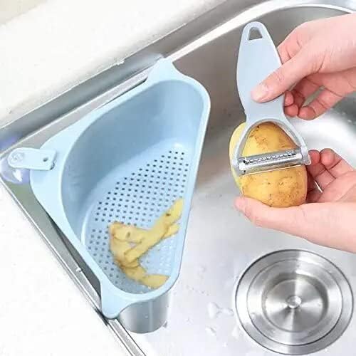 Kitchen Sink Drain Basket Storage Dish Rack Organizer Sink Shelf Soap Sponge Drain Rack Vegetables Fruit Drain Rack (MIN 2 Quantity, Blue)