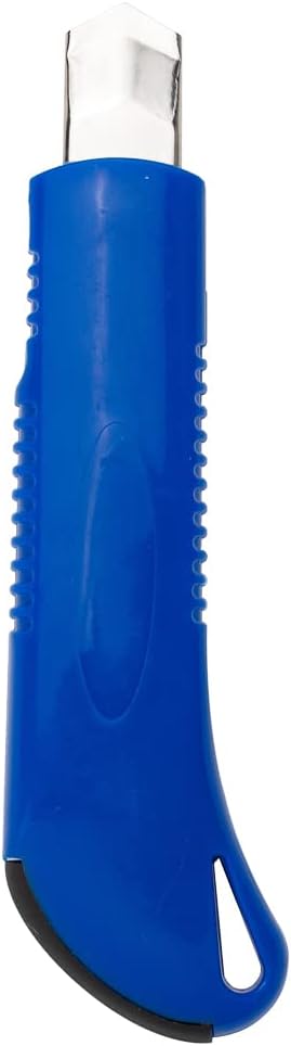 Handy Tek 6.5 Inch Utility Knives, 4 Anti-Slip Box Knives - Heavy Duty, Retractable, Blue Plastic Box Cutters, Built-In Lock, Sharp Blade - Restaurantware