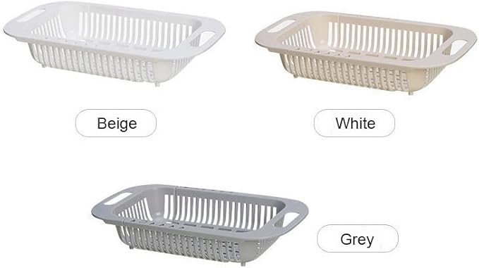 Kitchen Storage Rack Kitchen Retractable Sink Vegetable Basket Hollow Fruit And Vegetable Cleaning Basket Multifunctional Sink Vegetable Drain Basket Storage Shelves (Color : Gold) (Beige)