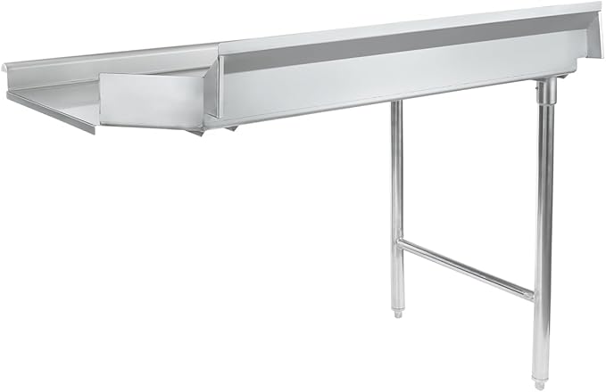Empura 48" Wide Stainless Steel Soiled Dishtable with Backsplash | Straight Design Left Hand Side Commercial Worktop table for Restaurant Diner Cafeteria Kitchen | 48"W x 30"D x 41.5"H, 16 Gauge, NSF