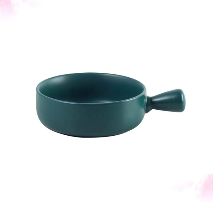 Fruit Plate Round Ceramics Baking Plate Household Handle Baking Tray Salad Plate Kitchen Supplies