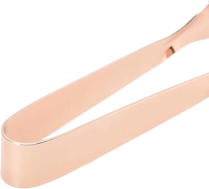 Ice Tongs Food Grade Thicken Stainless Steel Prevents Slipping Sugar Food Tweezers for Home Kitchen Bar Mirror Ice Bucket Party Coffee Bar (Copper Plated)