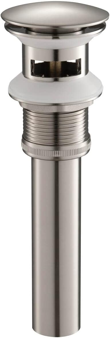 KIBI Bathroom Sink Pop-Up Drain with Overflow (Full Cover) in Brushed Nickel | Lavatory Vanity Drain Stopper | Durable Leak-Proof Sink Drain for Bathroom, Kitchen, and Lavatories (KPW102)