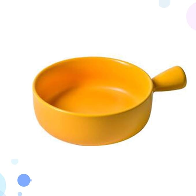 CALLARON Stoneware Plate Round Baking Dish Yellow Salad Plate Oven Safe Kitchen Supplies Easy to Clean