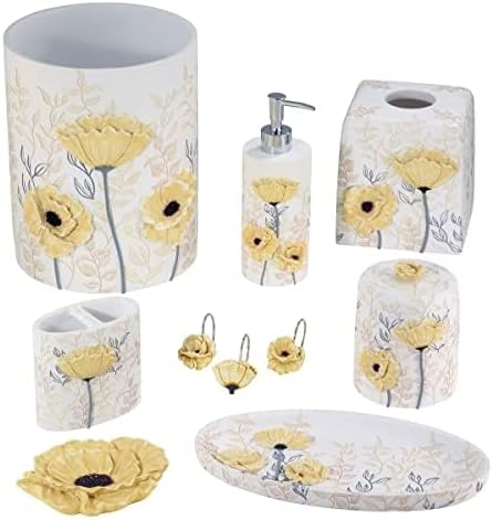 Avanti Linens - Tissue Box Cover, Guest Bathroom Essentials, Countertop Accessories, Floral Home Decor (Marielle Collection)