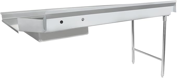 Empura 72" Wide Stainless Steel Soiled Dishtable with Backsplash | Straight Design Left Hand Side Commercial Worktop table for Restaurant Diner Cafeteria Kitchen | 72"W x 30"D x 41.5"H, 16 Gauge, NSF