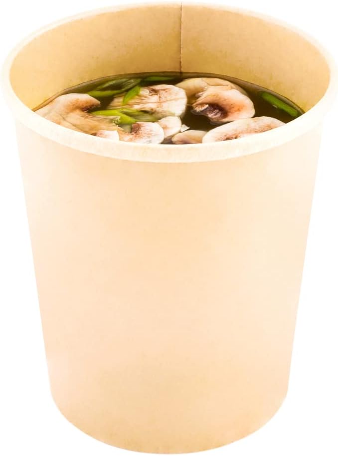 Restaurantware-Bio Tek 32 Ounce Soup Containers, 25 Durable Soup Bowls - Lids Sold Separately, Sustainable, Kraft Paper Soup Cups, Disposable, For Take Out And Delivery