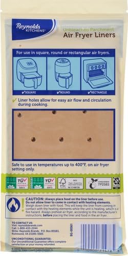 Reynolds Kitchens Air Fryer Liners Disposable, Unbleached Parchment Paper Sheets, 50 Count (Pack of 3)