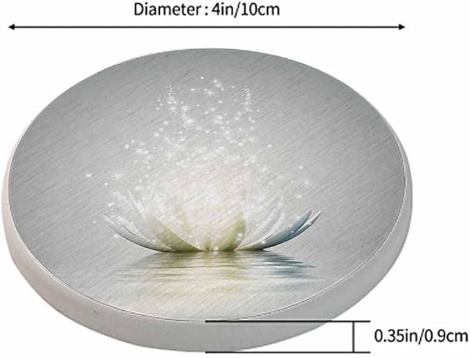 Lotus Flower Ceramic Coasters Beauty Silver Glowing Floral Plant Absorbent Drink Coasters Round Ceramic Table Coasters Set Decorative Coffee Cup Beverage Coasters Wine Beer Bar Coasters 2 Pack