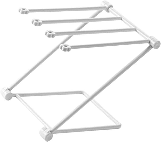 GOTOTOP Folding Towel Drying Rack with 4 Arms, Hanging Towel Holder for Kitchen Organization, Well Organized, Easy to Take (Light Gray)