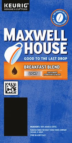 Maxwell House Breakfast Blend Light Roast K-Cup® Coffee Pods,. Box,(Pack of 48)