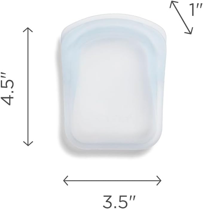 Stasher Silicone Reusable Storage Bag, Pocket Bags 2-Pack, Microwave, Dishwasher, Oven Safe, Sous Vide, Eco Friendly, Leak-free, Food-safe Silicone Snack Bags for Travel, 4 oz, Clear & Aqua | Leak Free Travel Bag