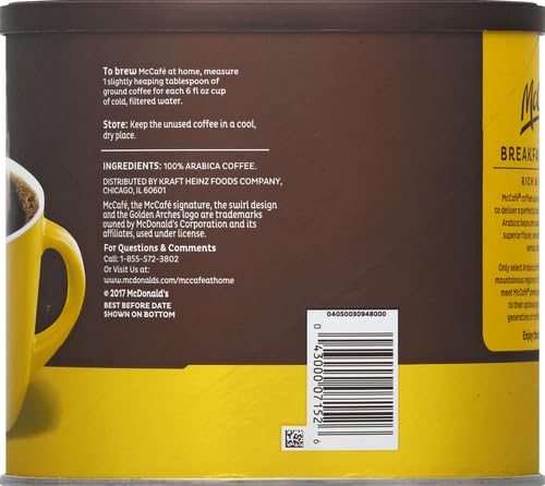McCafe Breakfast Blend,Light Roast Ground Coffee,30 oz Canister,(Pack of 2)