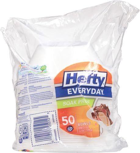 Hefty Everyday Soak-Proof Foam Bowls,12 Ounce,50 Count (Pack of 4)