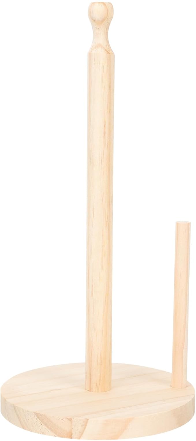 Generic Wooden Paper Towel Holder Stand Premium Beechwood Roll Organizer for Kitchen and Bathroom Non-Slip Tissue Rack with Modern Decorative Design for Residential and Commercial Use
