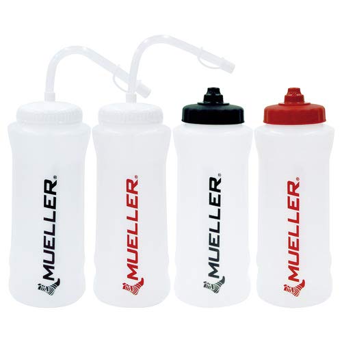 Mueller Quart Bottle With Straw, Natural Color With Black Letters