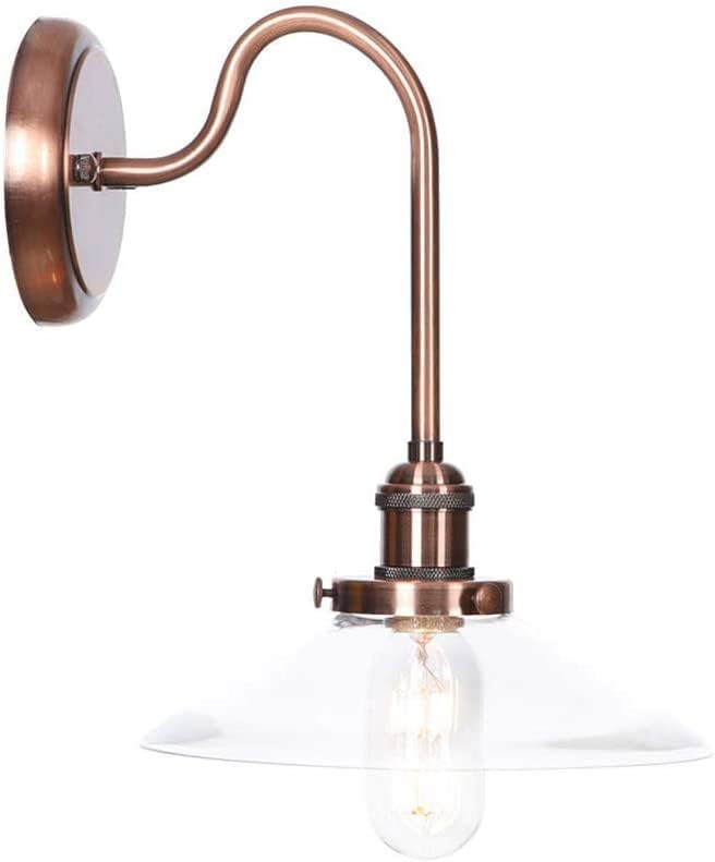 Wall Lamps, Nordic Creative Iron Sconce Lighting with Switch, Clear Glass Lampshade Metal Wall Lights for Bedroom Living Room(Color:F)