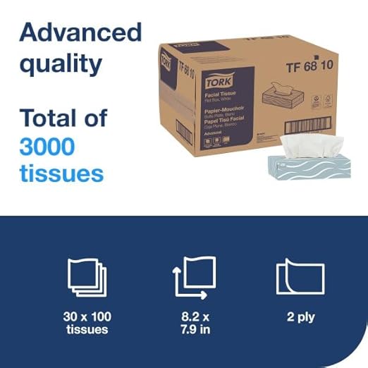 Tork Xpressnap White Dispenser Napkins N4 Advanced Interfold, 1-Ply - 12 x 500 Napkins (DX900) + Tork Advanced Facial Tissue F1, White, Gentle 2-Ply - 30 x 100 Tissues- Napkin and Facial Tissue Bundle