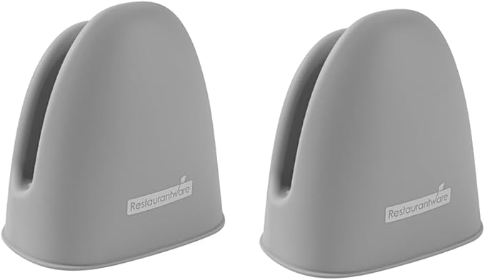 Restaurantware Comfy Grip 4.3 x 3.5 x 4.2 Inch Mini Oven Mitt Pot Holders 1 Food-Grade Finger Mitt Set - 2-Piece Set Oven-Ready Up To 446F Gray Silicone Pinch Mitts Ribbed Texture Dishwashable