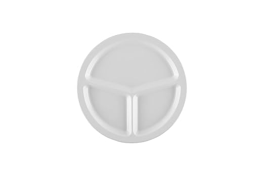 G.E.T. CP-533-W-EC Melamine 3-Compartment Divided Plates, 10", White (Set of 4)