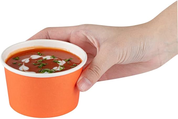Coppetta 5-Ounce Dessert Cups, 50 Disposable Ice Cream Cups - Lids Sold Separately, Sturdy, Orange Paper Frozen Yogurt Bowls, For Hot And Cold Foods, Perfect For Gelato Or Mousse - Restaurantware