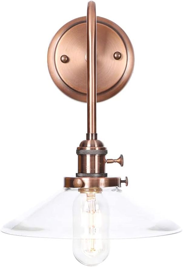 Wall Lamps, Nordic Creative Iron Sconce Lighting with Switch, Clear Glass Lampshade Metal Wall Lights for Bedroom Living Room(Color:F)