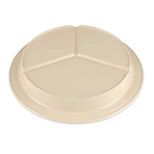 G.E.T. CP-530-T Tan 9" 3-Compartment Plate, Break Resistant Dishwasher Safe Melamine Plastic, Supermel Collection (Pack of 12)