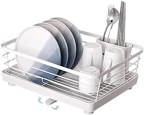 Anti Rust Dish Drainer Rack Drainer with Removable Drain Board and Swivel Spout Chopsticks Cutlery Holder for Kitchen Sink and Counter at Household Cutlery Basket Drain Shelf