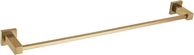 KIBI Cube 24 Inch Bathroom Towel Bar | Wall Mounted Solid Brass Towel Hanger with Corrosion-Resistant Finish | Sleek and Durable Towel Holder for Bathroom Organization (Brushed Brass, KBA1504)