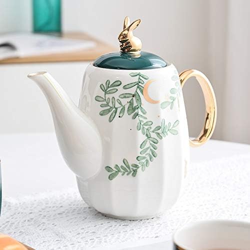 Green Tea Set Cups and Mugs Home Nordic Teapot Living Room Ceramics Water Fixture Five-Piece with Tray Teaware Sets,