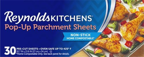 Reynolds Kitchens Pop-Up Parchment Paper Sheets, 10 x 13 Inches, 30 Count (Pack of 2)