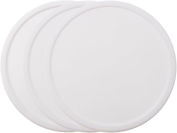 ONLYKXY 3 Pieces 3.93 Inch Silicone Coasters, Round Coasters for Drinks, Beverage Coffee Tea Coaster (White)