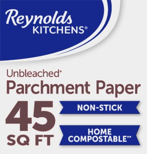 Reynolds Kitchens Unbleached Parchment Paper Roll,Non Stick Parchment Paper for Cooking and Baking,Oven Safe up to 425 Degrees,Chlorine-Free,45 Feet x 12 Inches,45 Total Sq. Ft.,(Pack of 12)