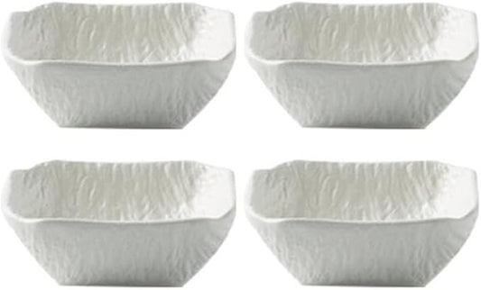 Bowl for Sauce 4 PC Stone Texture Square Sauce Dish Dipping Bowl Plate for Sushi Snack Appetizer and Kitchen Prep(White)