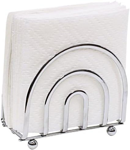Home Basics Paper Napkin Holder/ Freestanding Tissue Dispenser For Kitchen Countertops, Dining Table, Picnic Table, Indoor & Outdoor Use, Durable Storage and Organization Option (Chrome)