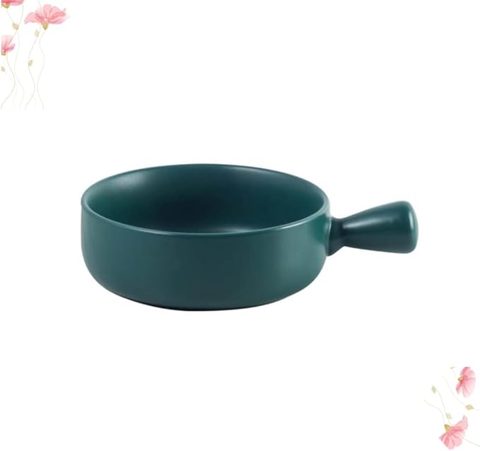 Fruit Plate Round Ceramics Baking Plate Household Handle Baking Tray Salad Plate Kitchen Supplies