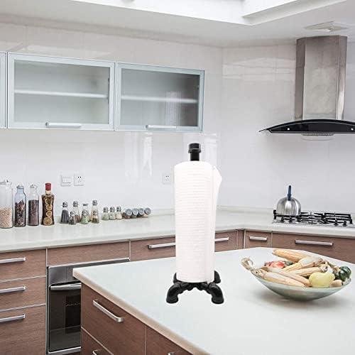 Paper Roll Holder Towel Hanger Industrial Vertical Tube Paper Towel Holder, Kitchen Paper Towel Holder Countertop for Kitchen and Bathroom, Easy Tear Roll Hanging Paper Towel Rack