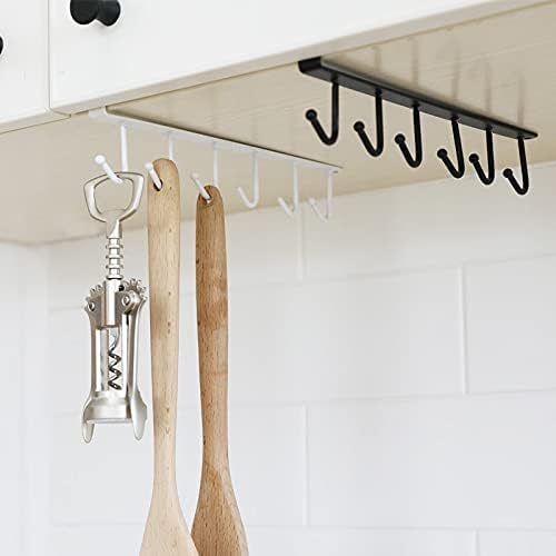 Kitchen Storage Rack Art Clapboard Hanger Wardrobe Multifunctional Hook Kitchen Cabinet 6 Hook Hook Finishing Rack Without Nails Storage Shelves