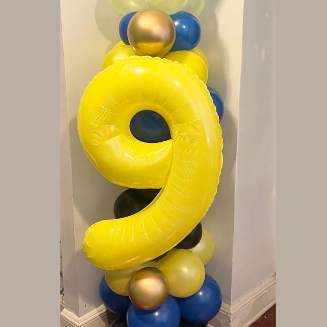 Number Balloons, Happy Birthday Decoration for 9th, Yellow Balloon Numbers 40 Inch for 9, 19, 29 Girls Boys Women Men Game Competition Party Decorations
