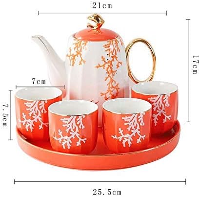 Tea Set Cups and Mugs Home Nordic Teapot Living Room Ceramics Water Fixture Five-Piece with Tray Teaware Sets