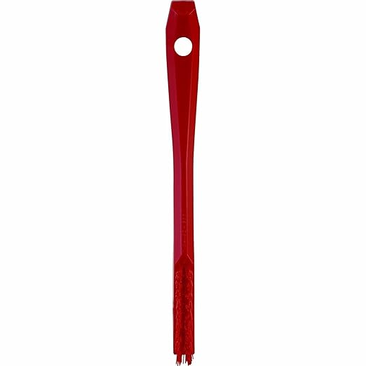 Vikan - 44014 Detail Brush, Multifunctional, Slip-Resistant Cleaning Tool, Extra Stiff Polypropylene & Polyester Bristle, 8 Inch, Red