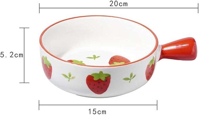 Dishes Ceramic Handle Bowl Fruit Salad Breakfast Bowl Instant Noodle Dishes Creative Cute Baking Household Kitchen Tableware (Color : H) (F)