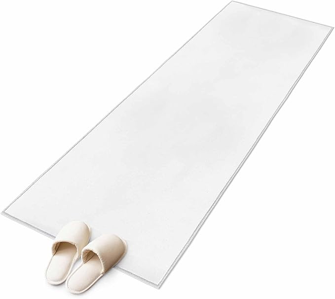 Runner Rug for Bedroom Hallway, Pure White Kitchen Runner Rugs Area Rug 2x6ft, Monochrome Plain Single Bright Color Washable Soft Floor Carpet for Entryway Stair