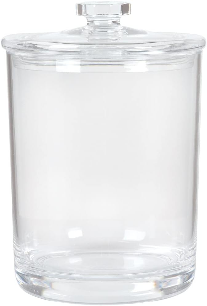 ForPro Clear Acrylic Apothecary Jar with Lid, 60 Oz Shatterproof Bathroom Vanity Organizer, Cotton Ball Holder, Qtip Storage Container Canister for Kitchen, Laundry, Office Decor, 7.75" x 5"