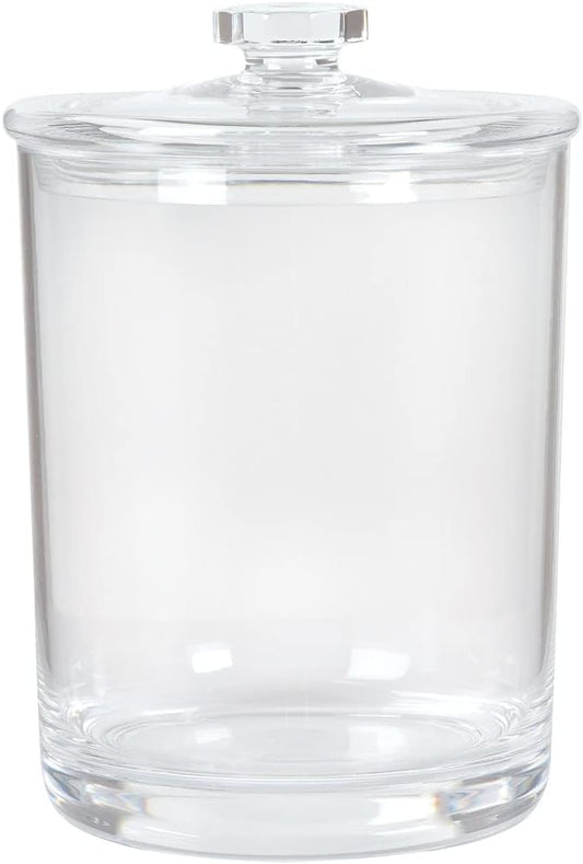 ForPro Clear Acrylic Apothecary Jar with Lid, 60 Oz Shatterproof Bathroom Vanity Organizer, Cotton Ball Holder, Qtip Storage Container Canister for Kitchen, Laundry, Office Decor, 7.75" x 5"