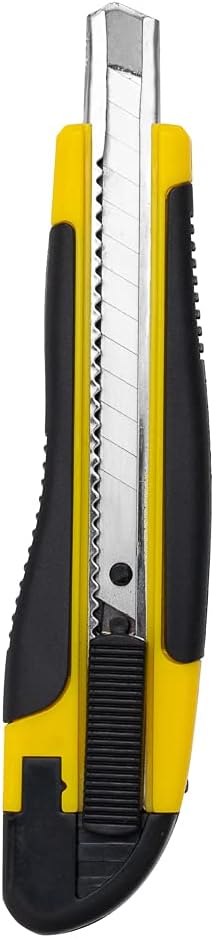 Handy Tek 5.3 Inch Blade Knives, 4 Retractable Utility Knives - Snap Off Blade, Built-In Lock, Yellow Plastic Breakaway Knives, Heavy Duty, Sharp Blade - Restaurantware