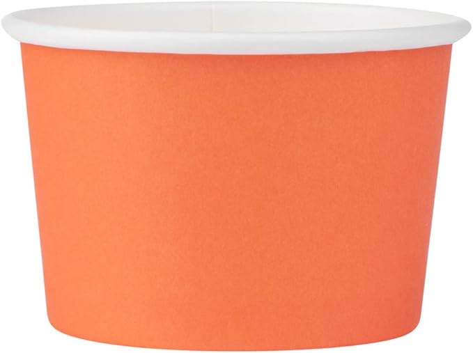 Coppetta 4 Ounce Dessert Cups, 200 Disposable Ice Cream Cups - Lids Sold Separately, Heavy-Duty, Orange Paper Frozen Yogurt Bowls, For Hot And Cold Foods, Perfect For Gelato Or Mousse - Restaurantware