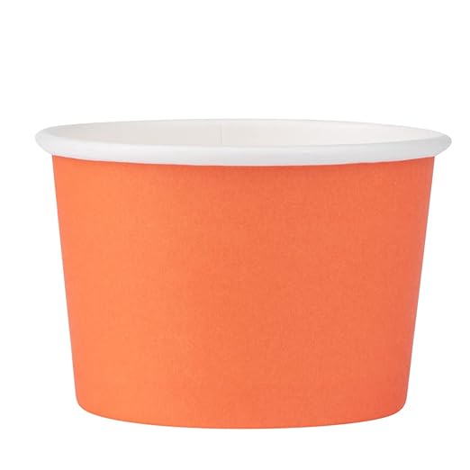 Coppetta 4 Ounce Dessert Cups, 50 Disposable Ice Cream Cups - Lids Sold Separately, Heavy-Duty, Orange Paper Frozen Yogurt Bowls, For Hot And Cold Foods, Perfect For Gelato Or Mousse - Restaurantware