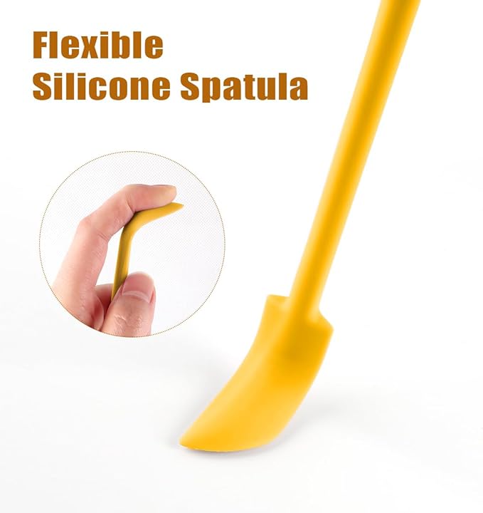 Silicone Spatula Set (6Pcs) - Mini Scraper Tool for Beauty & Food - Reach Every Last Drop, Multi-Size Spatulas for Makeup Jars, Lotion Bottles & Kitchen Containers (Yellow)